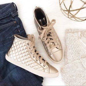 New Quilted Metallic High Top Sneakers
